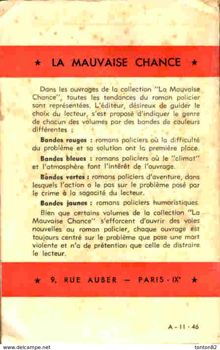 André Allègre - Meurtre En 1900   - " La Mauvaise Chance " - Éditions Le Portulan - ( 1946 ) . - Portulan, Le