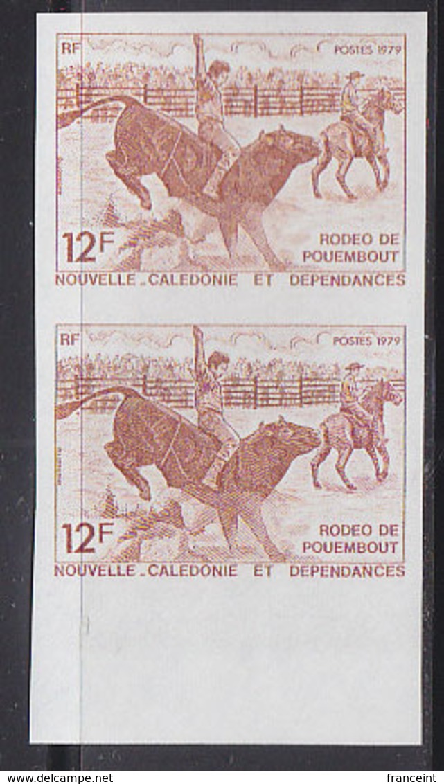 NEW CALEDONIA (1979) Bull Rider. Trial Color Proof Pair. Pouembout Rodeo. Scott No 450, Yvert No 433. - Non Dentelés, épreuves & Variétés