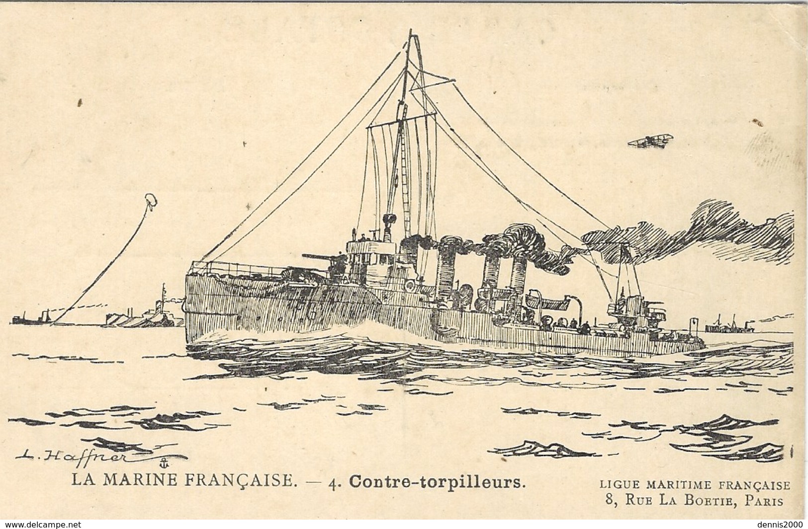 La Marine Française - 4 - Contre-torpilleurs - Illust. HAFFNER - Ed. Ligue Maritime Française, Paris - Haffner