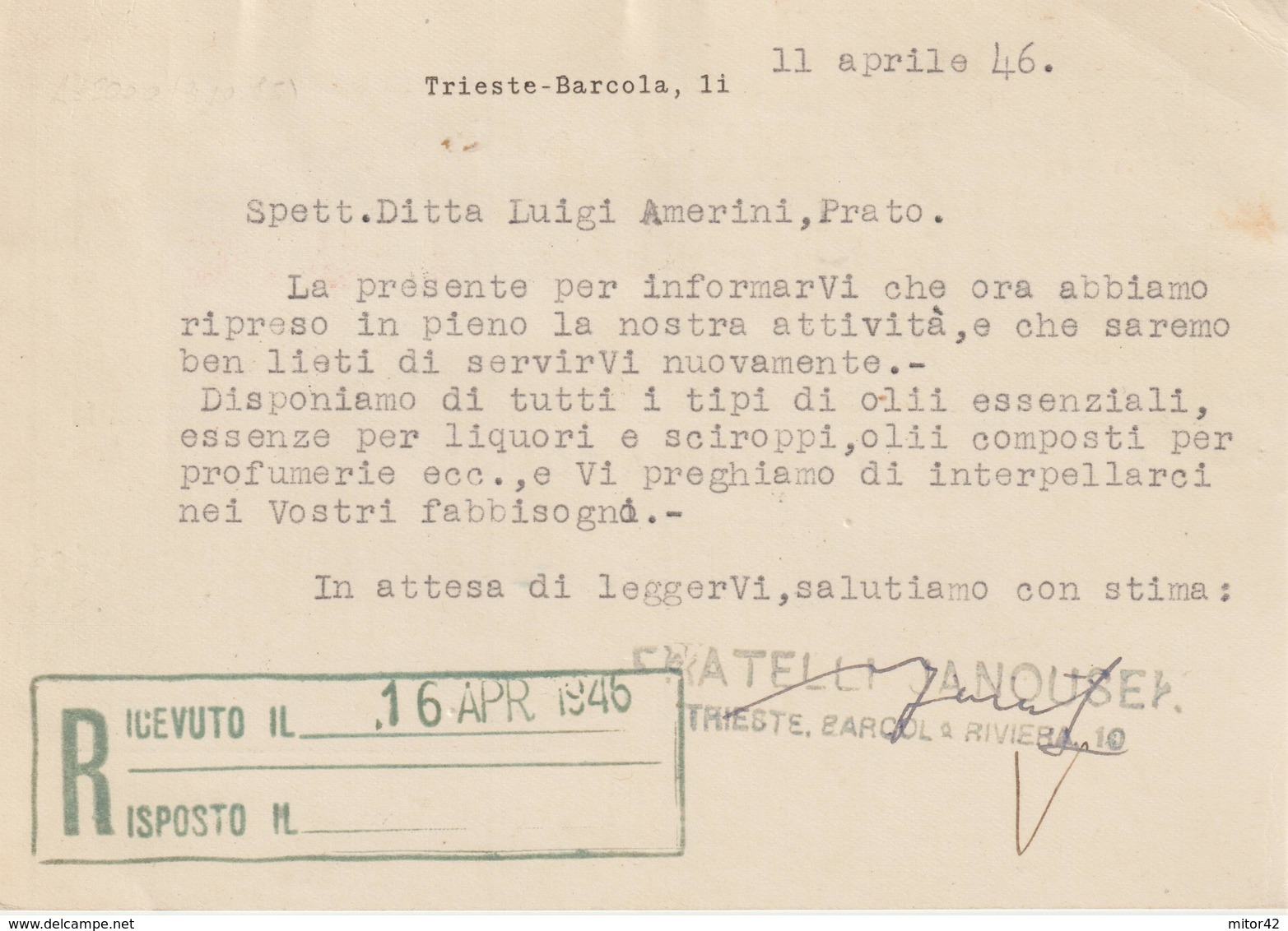 21-AMGVG-Occupazione Alleata Venezia Giulia-L1(x3)-Cartolina Commerciale X Prato - Autres & Non Classés