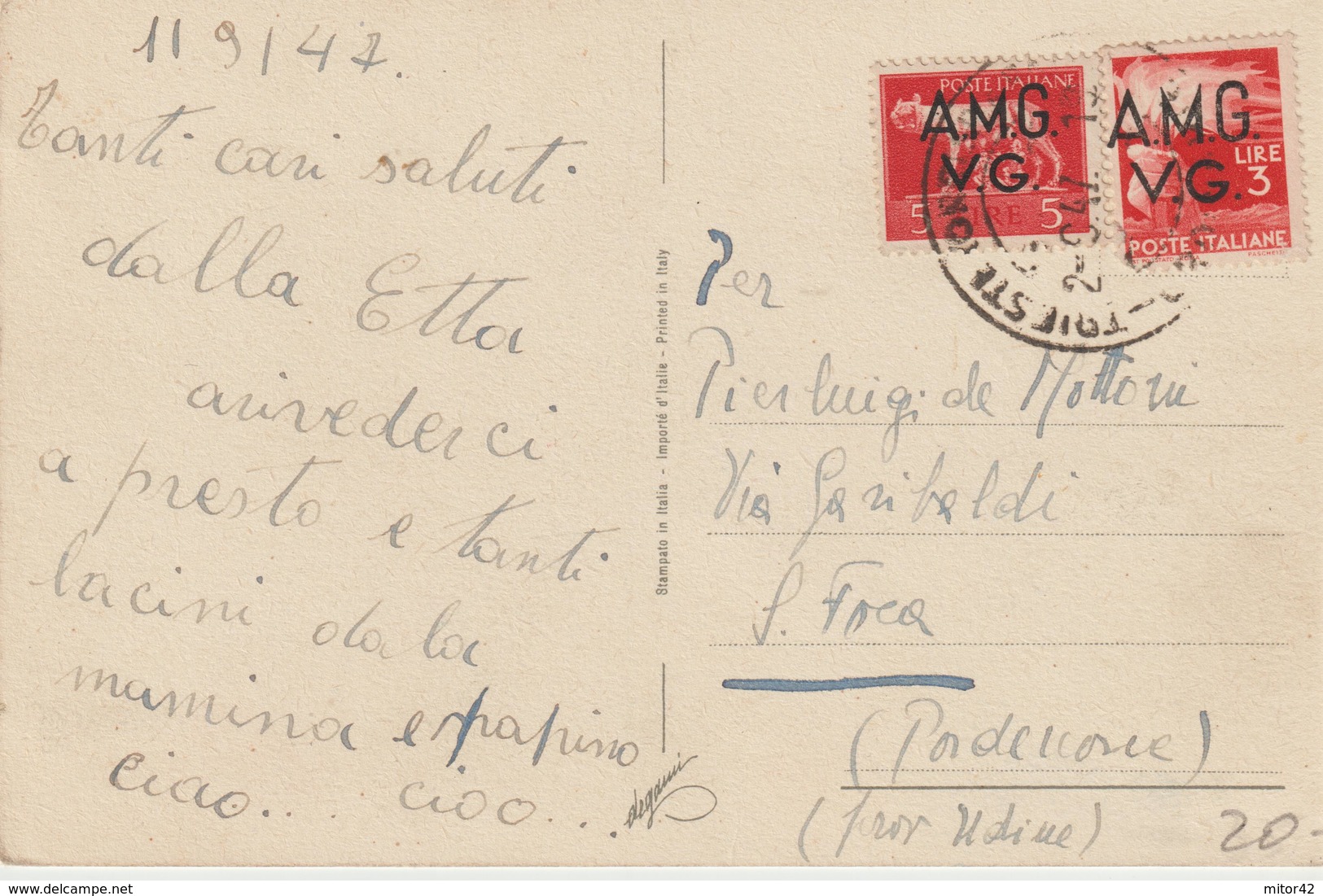 11-AMGVG-Occupazione Venezia Giulia-allied Occupation-3L.+5L X Pordenone - Autres & Non Classés