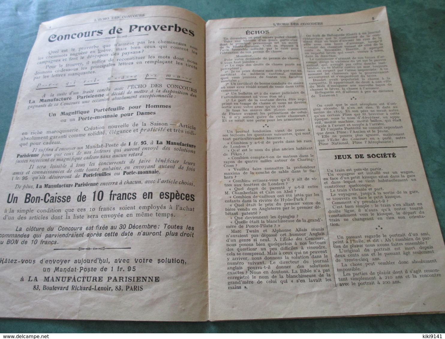 L'ECHO DES CONCOURS - Nouvelle Série N°8 - Décembre 1910 (16 Pages) - Gesellschaftsspiele