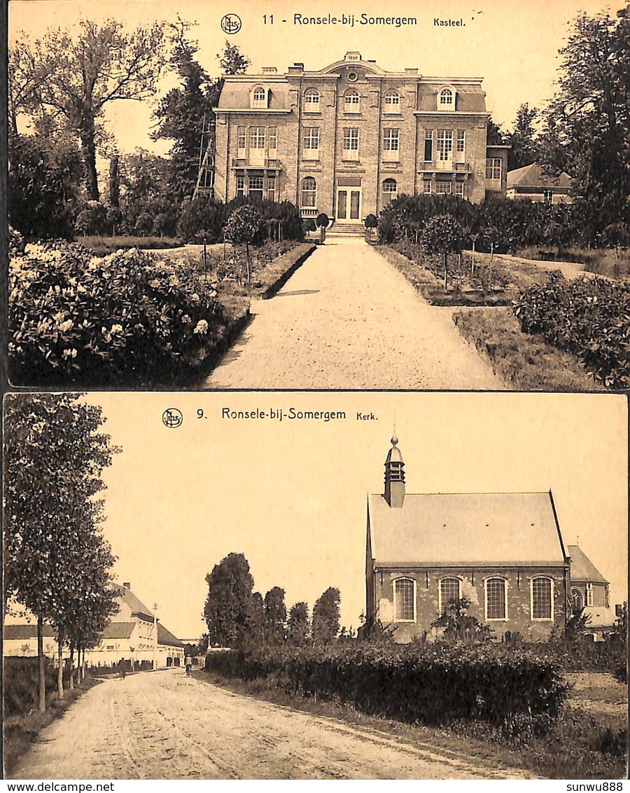 Ronsele-bij-Somergem - Lot 2 Kaarten Kasteel En Kerk - Zomergem