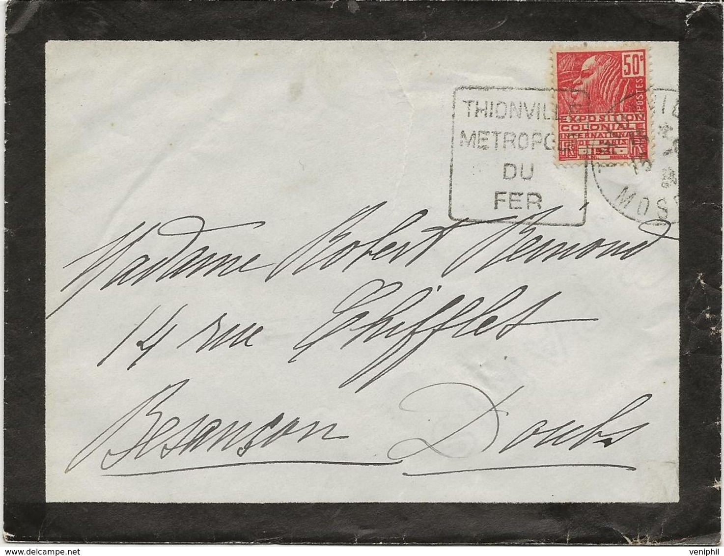 LETTRE OBLITERATION DAGUIN -  THIONVILLE -METROPOLE DU FER -1931 - Maschinenstempel (Sonstige)