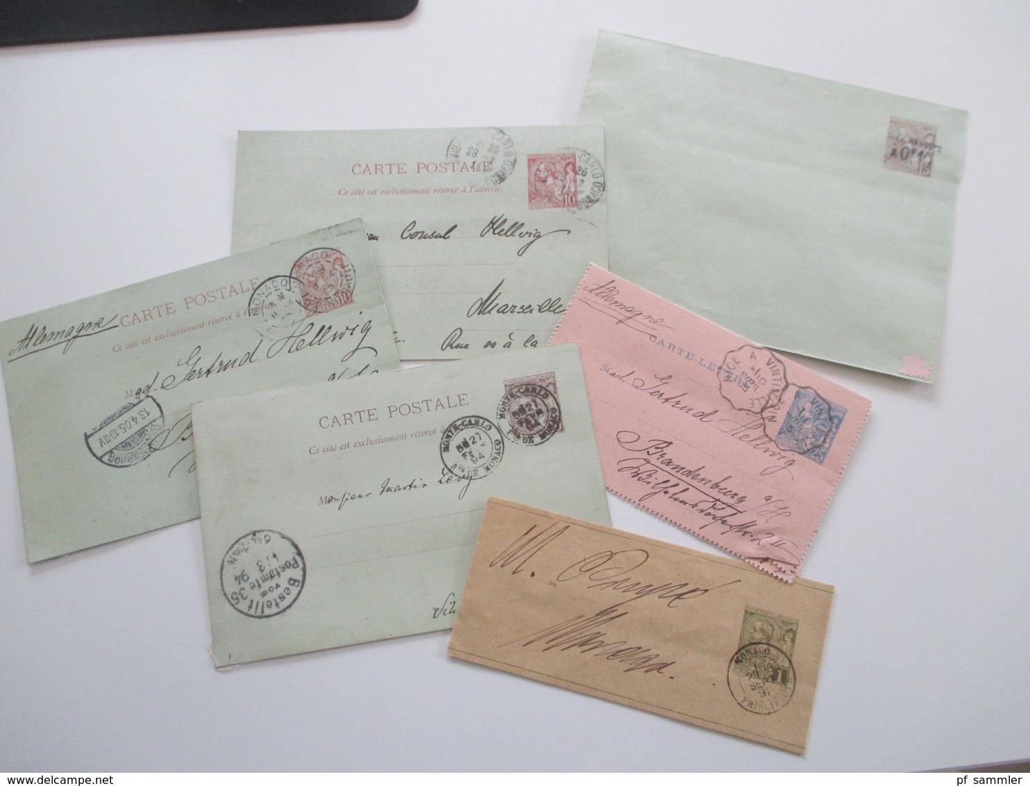 Monaco Ca. 1891 -1905 Postkarten / 1x Umschlag Mit Aufdruck Taxe Reduite / Carte Lettre Und 1x Streifband Insgesamt 6 St - Covers & Documents