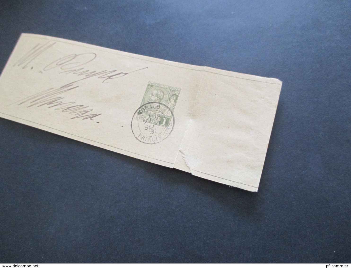 Monaco ca. 1891 -1905 Postkarten / 1x Umschlag mit Aufdruck Taxe Reduite / Carte Lettre und 1x Streifband insgesamt 6 St