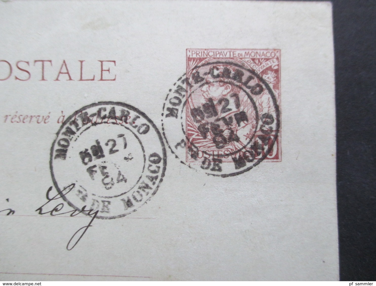 Monaco ca. 1891 -1905 Postkarten / 1x Umschlag mit Aufdruck Taxe Reduite / Carte Lettre und 1x Streifband insgesamt 6 St