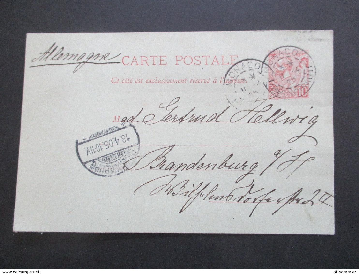 Monaco ca. 1891 -1905 Postkarten / 1x Umschlag mit Aufdruck Taxe Reduite / Carte Lettre und 1x Streifband insgesamt 6 St