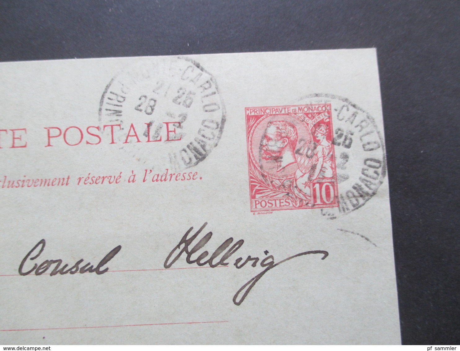 Monaco ca. 1891 -1905 Postkarten / 1x Umschlag mit Aufdruck Taxe Reduite / Carte Lettre und 1x Streifband insgesamt 6 St