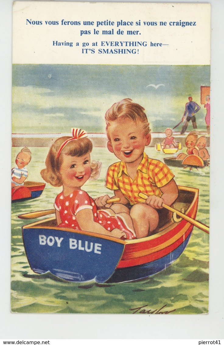 Illustrateur ENFANTS - Jolie Carte Fantaisie Enfants Dans Barque "Boy Blue " Signée TAYLOR - Taylor