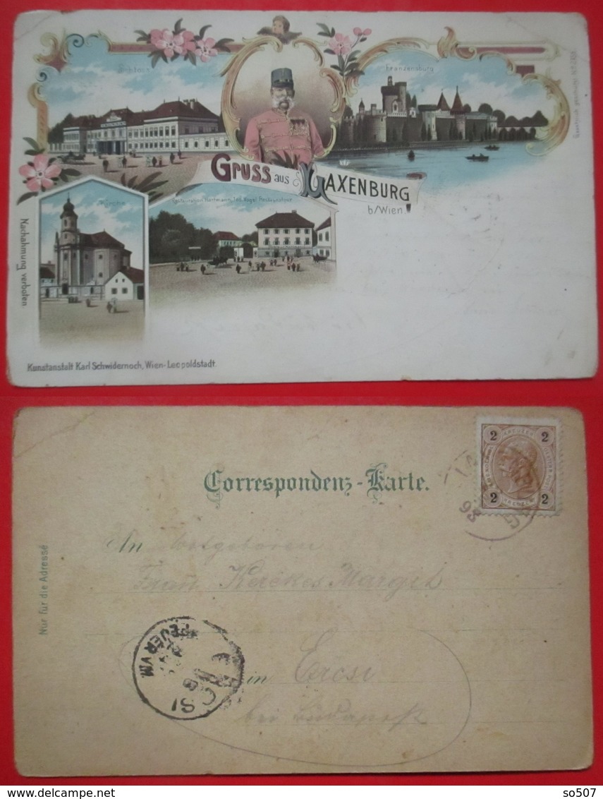 J1-Austria Vintage Postcard-Gruss Aus Laxenburg, Franz Josef, Multiple View, 1893. - Laxenburg