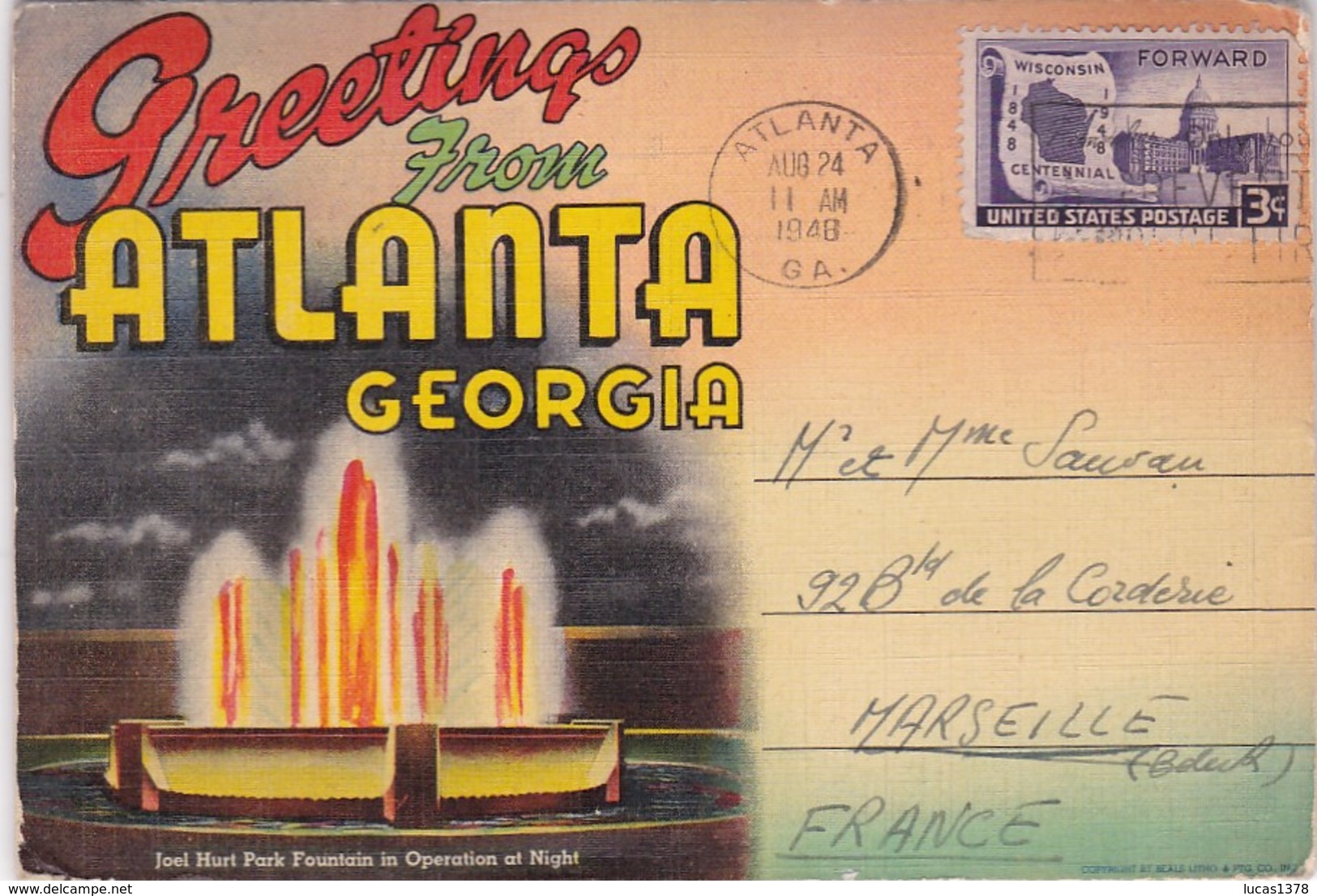 GREETINGS FROM ATLANTA / GEORGIA /LARGE LETTER INCLUDING  9 POSTCARDS / CIRC1948 - Atlanta