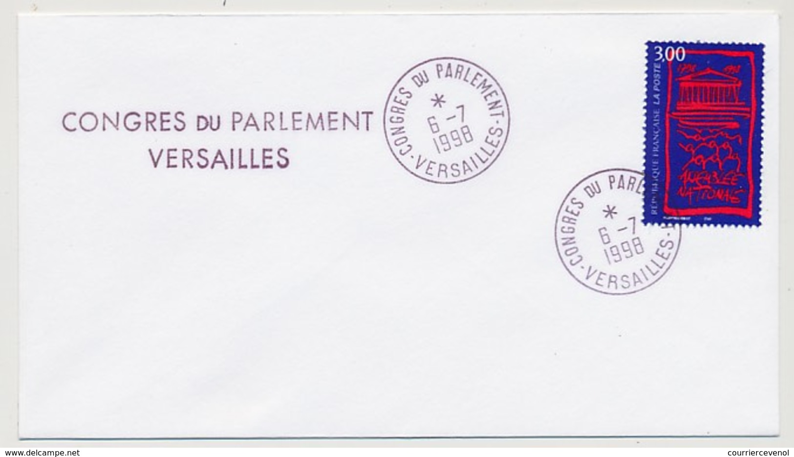 FRANCE - Enveloppe Affr 3,00 Assemblée Nationale Obl "Congrès Du Parlement VERSAILLES 6/7/1998" - Lettres & Documents