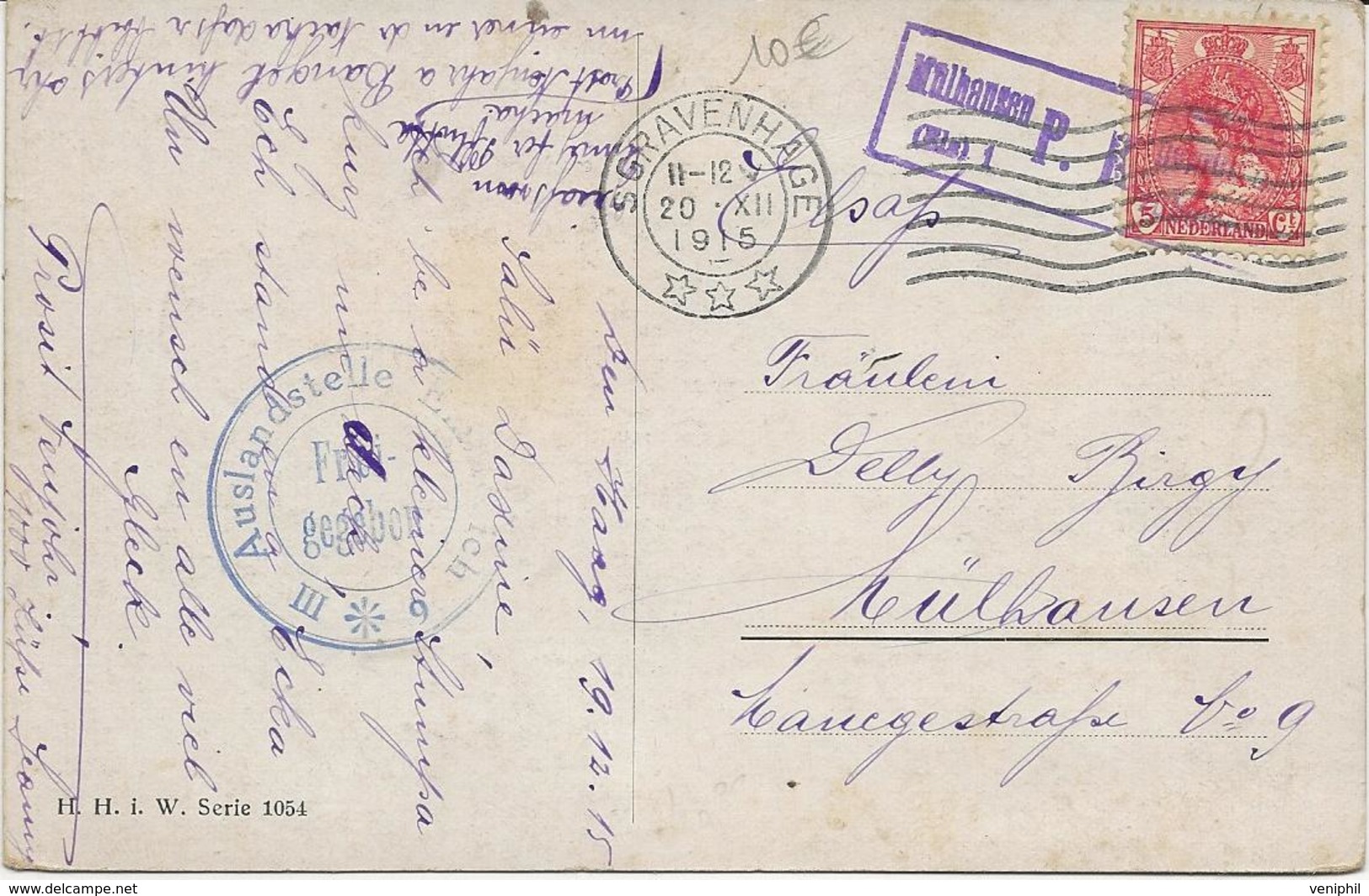 3 LETTRES ALSACE -LORRAINE PERIODE 1876 - 1915 - 1943 -TOUTES OBLITERATION MULHAUSEN ELS - - Cartas & Documentos
