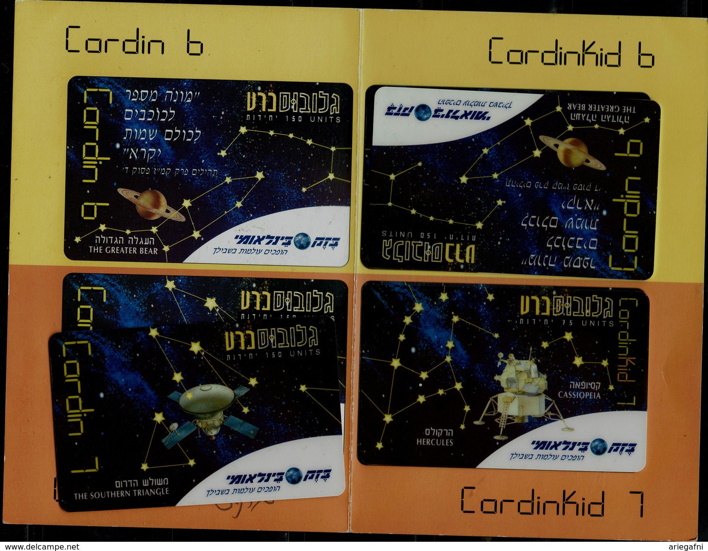ISRAEL 1998 BEZEQ INTERNATIONAL PRIVATE CARD ASTRONOMY SET OF 4 WITH FOLDER MINT VF!! - Astronomy