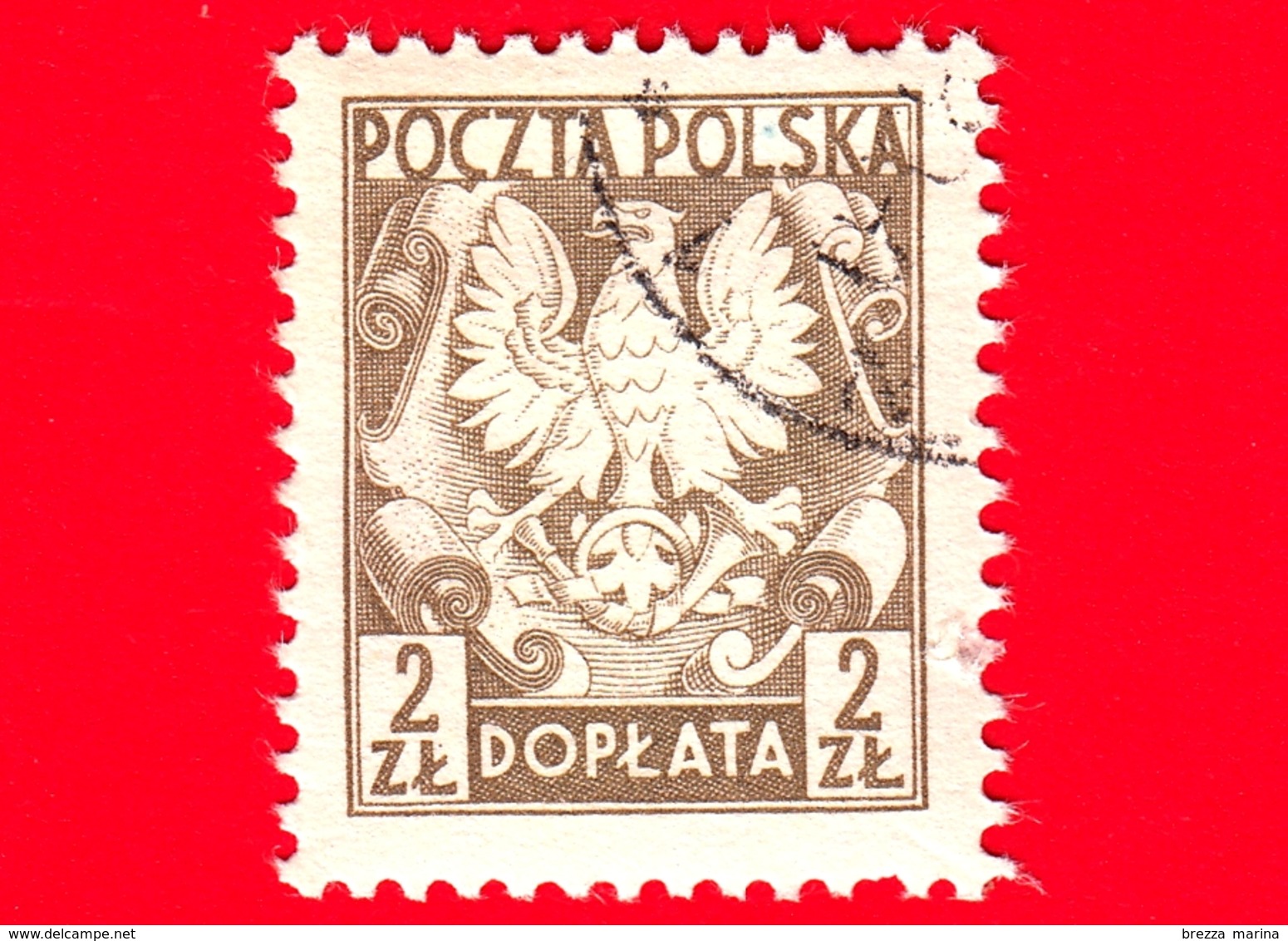 POLONIA - POLSKA - Usato - 1951 - Segnatasse - Taxe - Aquila - Coat Of Arms Of Poland - 2 - Portomarken