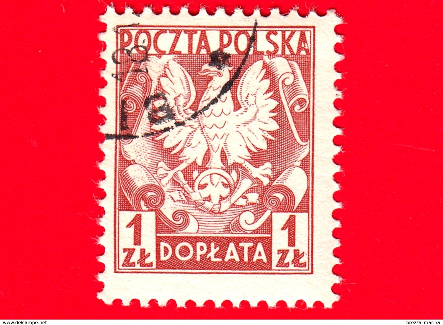 POLONIA - POLSKA - Usato - 1951 - Segnatasse - Taxe - Aquila - Coat Of Arms Of Poland - 1 - Portomarken