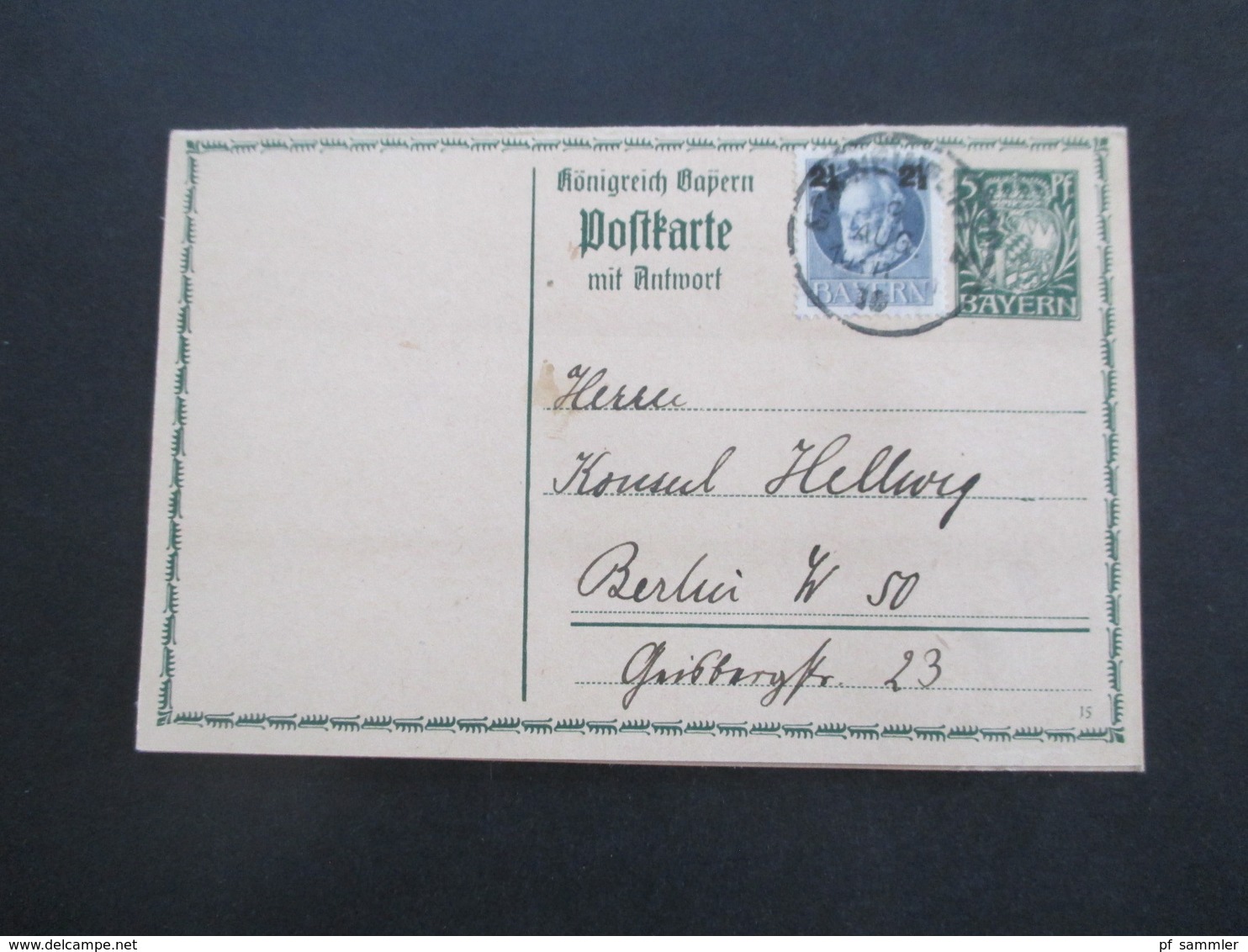 Bayern 1914 / 1916 GA / Doppelkarte P95 /02 Beide Karten Mit Zusatzfrakatur Wegen Der Portoerhöhung! An Konsul Hellwig - Postal  Stationery