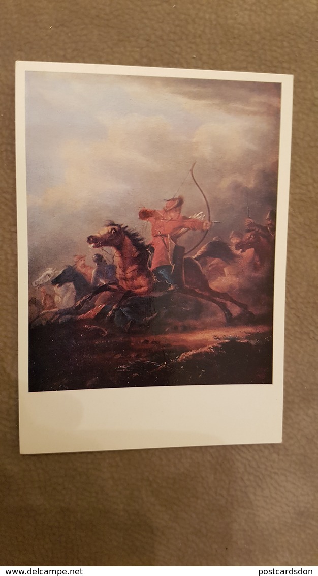 "Battle" By Orlovsky - OLD USSR Postcard - ARCHERY - Archer - Tir à L'Arc