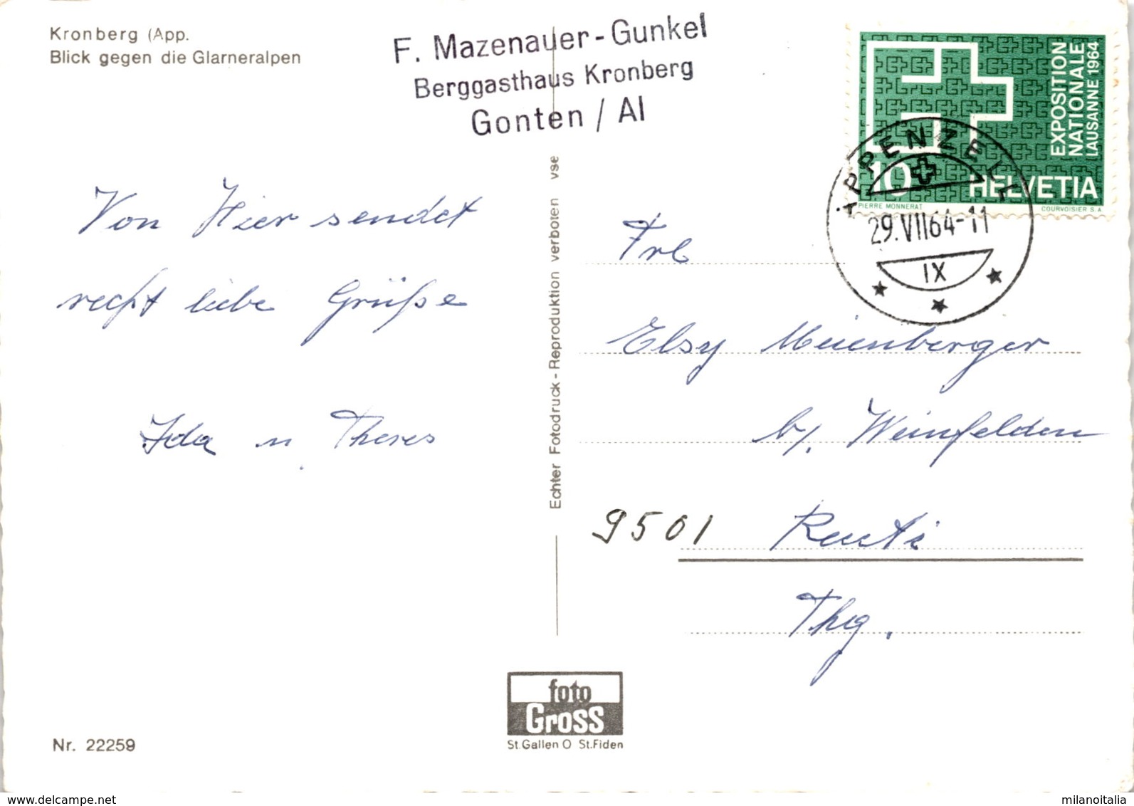 Kronberg (App.) - Blick Gegen Die Glarneralpen (22259) * 29. 7. 1964 - Kronberg