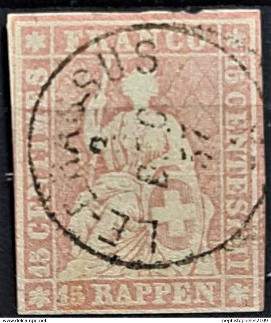 SWITZERLAND 1855-57 - Canceled - Sc# 28 - 15r - Used Stamps