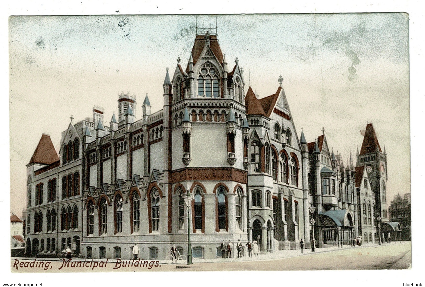 Ref 1360 - 1907 Postcard - Municipal Buildings Reading To Miss Spurgen From Her Mother - Reading