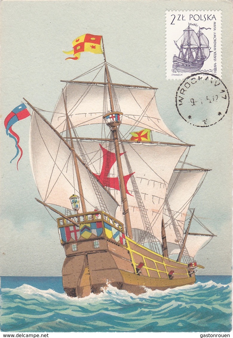 Carte Maximum  Ship Bateau Pologne Voilier - Maximum Cards