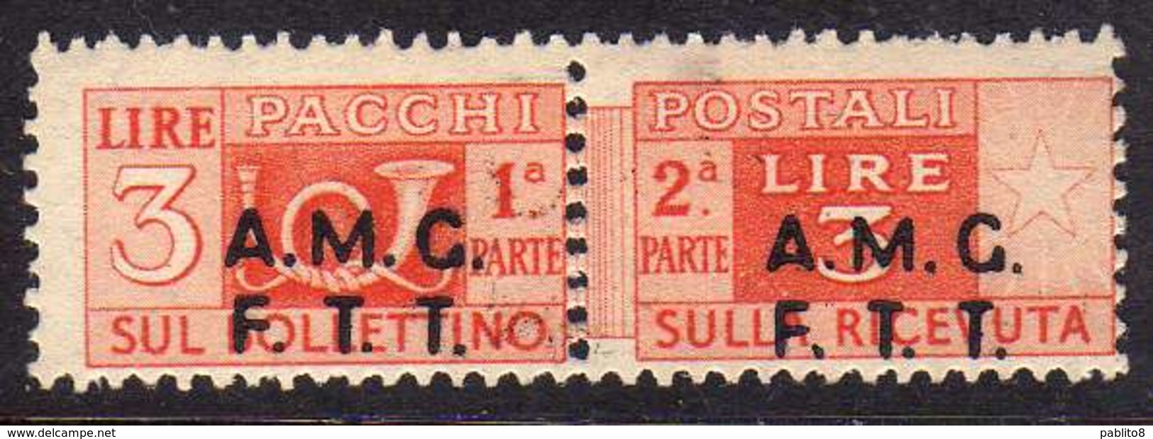 TRIESTE A 1947 -1948 AMG-FTT OVERPRINTED PACCHI POSTALI PARCEL POST LIRE 3 MNH - Colis Postaux/concession