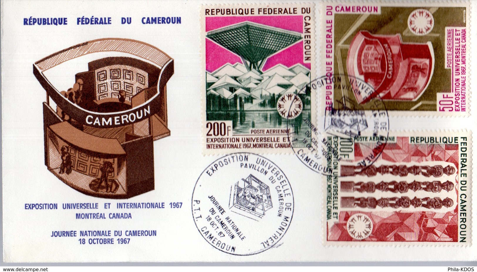 " EXPOSITION UNIVERSELLE DE MONTREAL, PAVILLON DU CAMEROUN " Sur Enveloppe 1er Jour De 1967 Parfait état  FDC - 1967 – Montreal (Kanada)