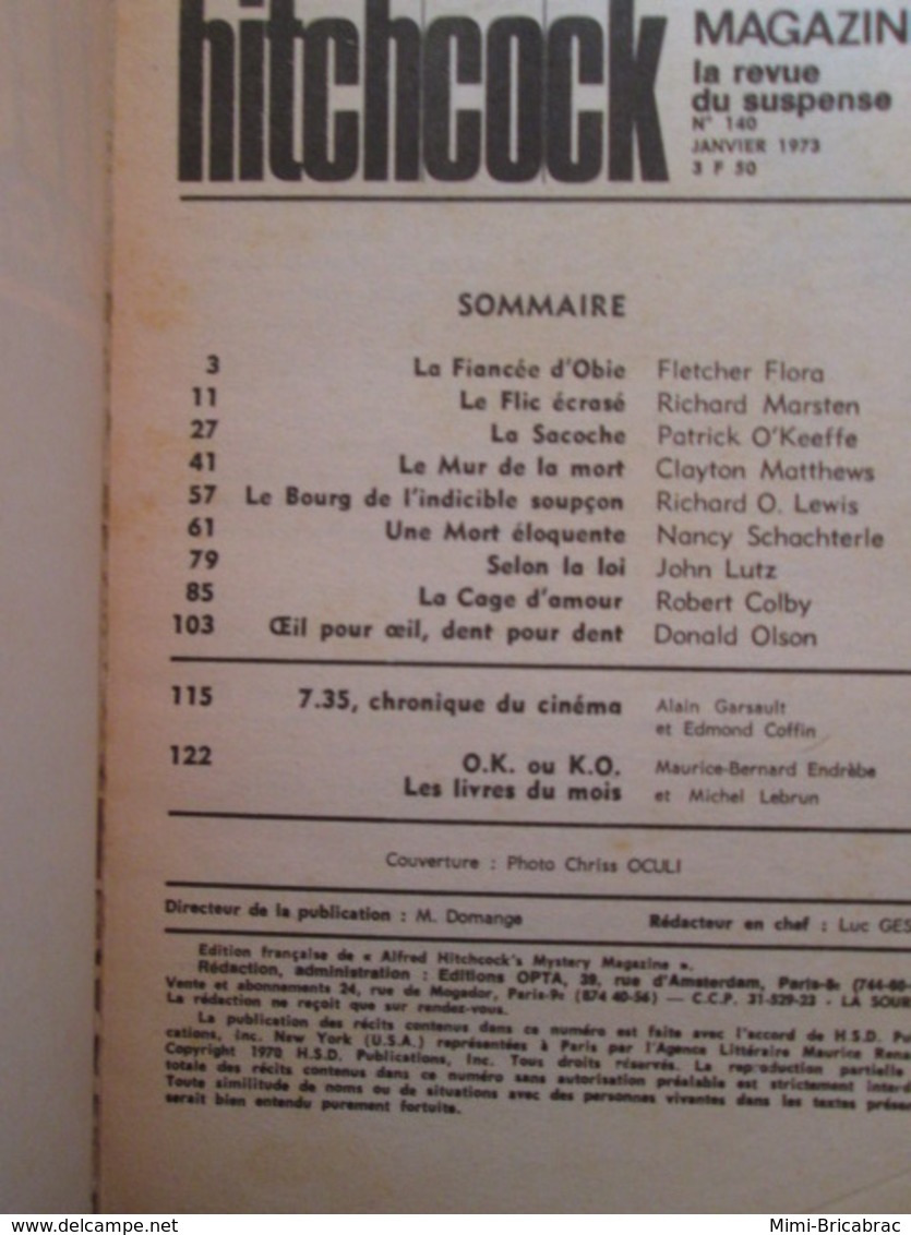 POL2013/4 OPTA / ALFRED HITCHCOCK  MAGAZINE LA REVUE DU SUSPENSE N°140 DE 1973 - Opta - Hitchcock Magazine