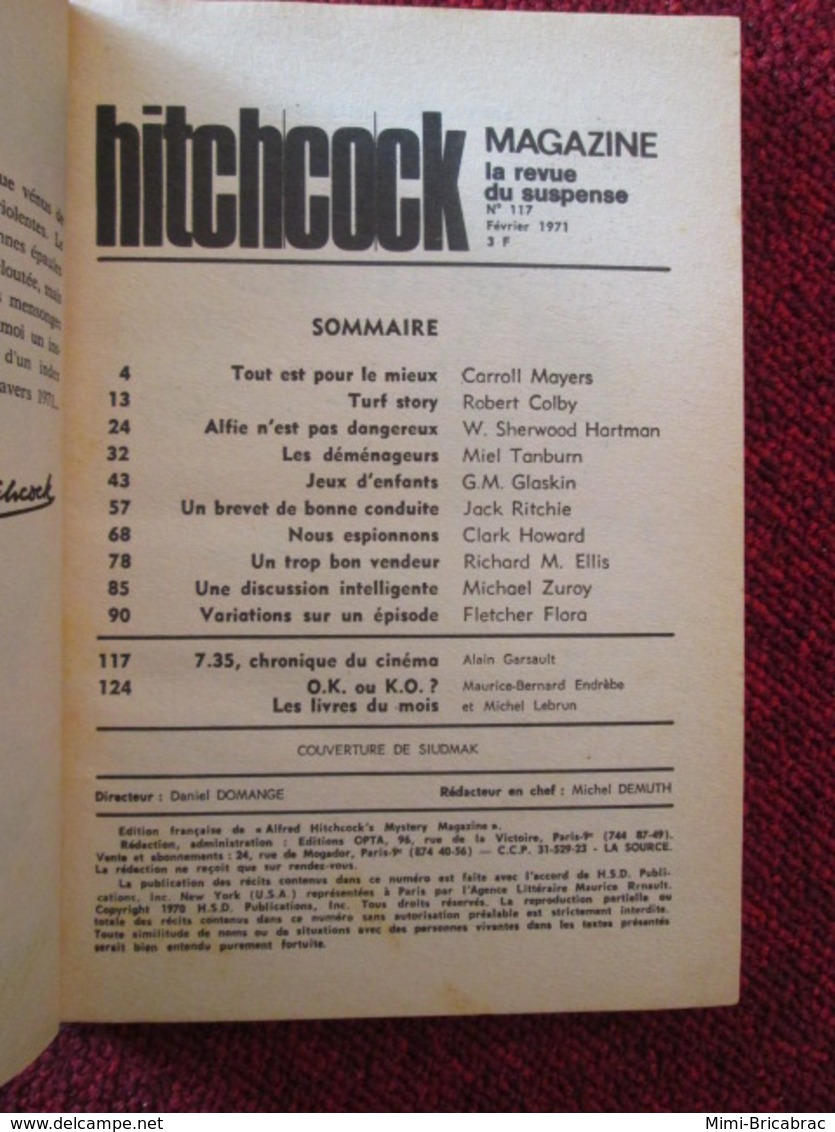 POL2013/4 OPTA / ALFRED HITCHCOCK  MAGAZINE LA REVUE DU SUSPENSE N°117 DE 1971 - Opta - Hitchcock Magazine
