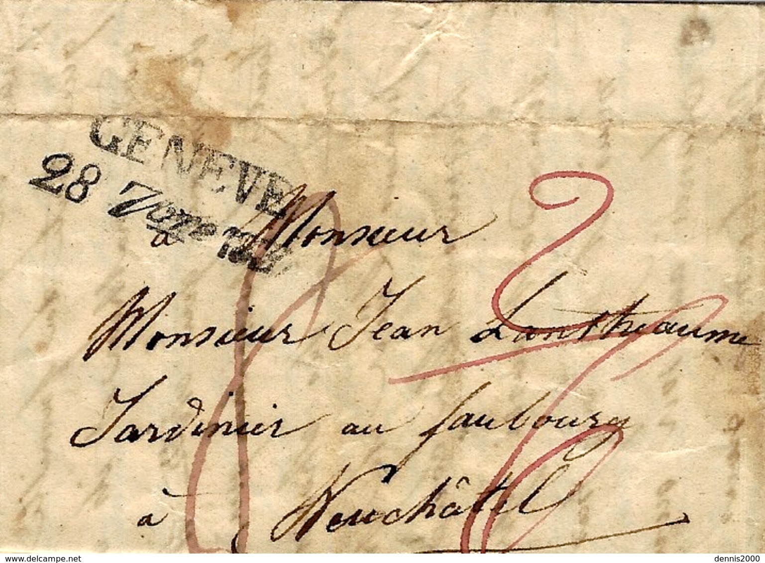 1837 Lettre De GENEVE   / 28 7tre - ... - 1855 Vorphilatelie