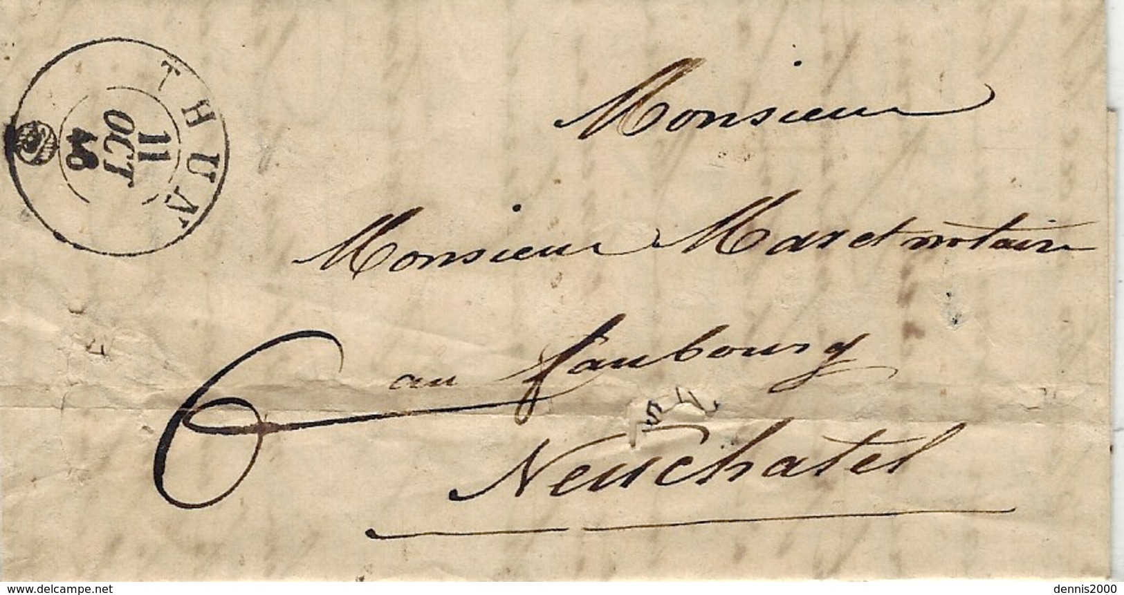 1846- Lettre De THUN  Pour Neuchâtel Taxe 6 - ... - 1855 Vorphilatelie