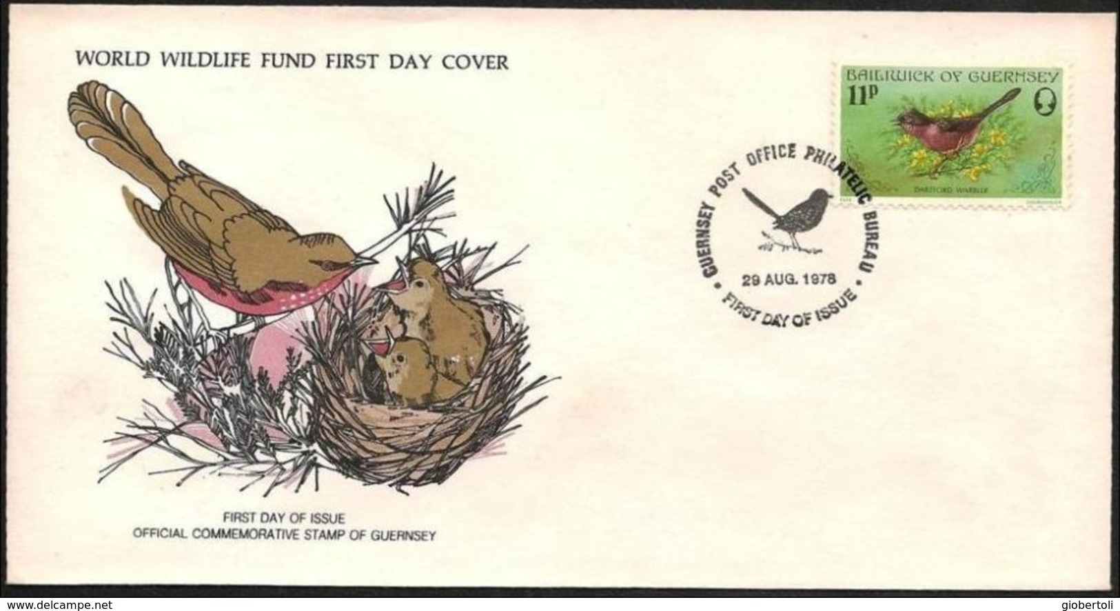 Guernsey - FDC - Annullo Magnanina, Cancellation Dartford Warbler, Annullation Fauvette Pitchou - Oblitérations & Flammes