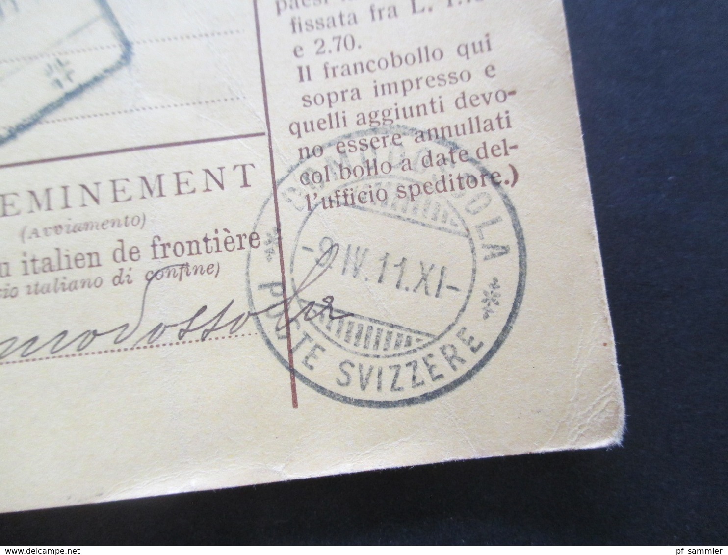 Italien 1911 Auslandspaketkarte Zusatzfrankaturen Und Vielen Stempeln Roma Cancelleria - Ostende Roma Spedioni - Colis-postaux