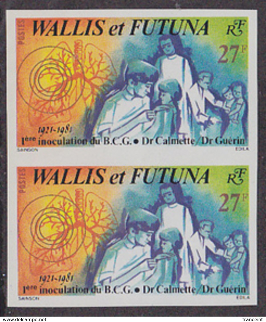 WALLIS & FUTUNA (1981) Lung. Doctor Giving Inoculation. Imperforate Pair, 60th Anniversary Of Anti-tuberculin. Scott 270 - Sin Dentar, Pruebas De Impresión Y Variedades