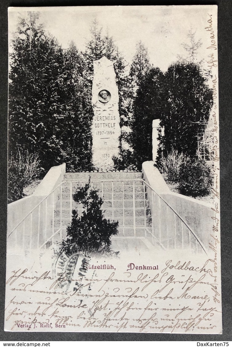 Lützelflüh Denkmal Jeremias Gotthelf/ Stempel Ambulant 1901 - Lützelflüh