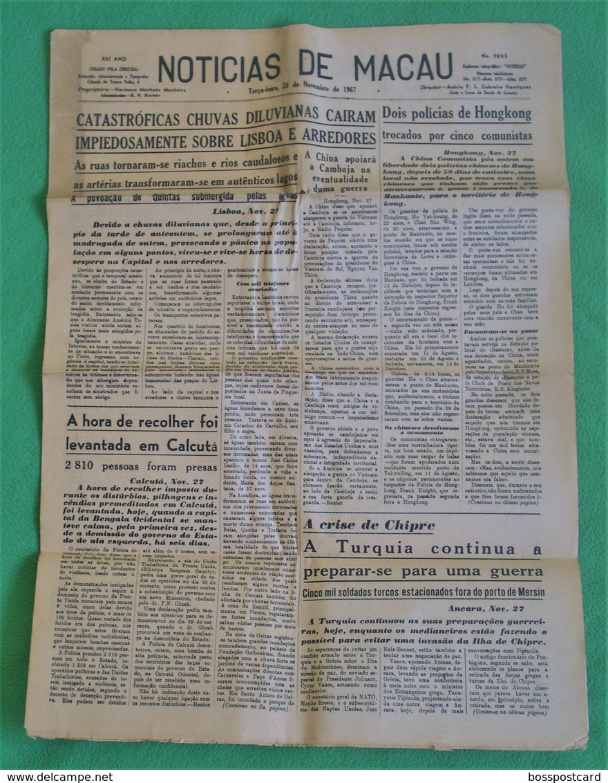 Macau - Jornal Notícias De Macau, Nº 5993, 28 Novembro De 1967 - Imprensa - Macao - China - Portugal - Algemene Informatie