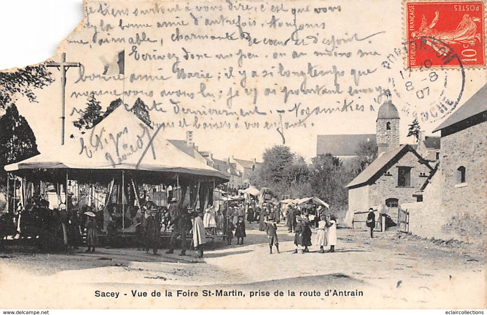 Thème: Manège - Fête Foraine :   Vue De La Foire St Martin, à Sacey  50             (Angle Manquant. Voir Scan) - Other & Unclassified