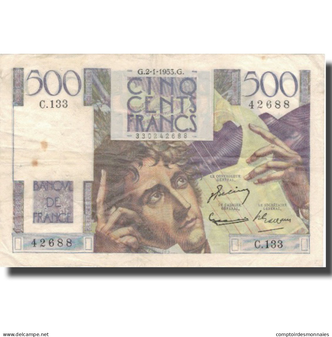 France, 500 Francs, Chateaubriand, 1953, 1953-01-02, TTB, Fayette:34.11, KM:129c - 500 F 1945-1953 ''Chateaubriand''