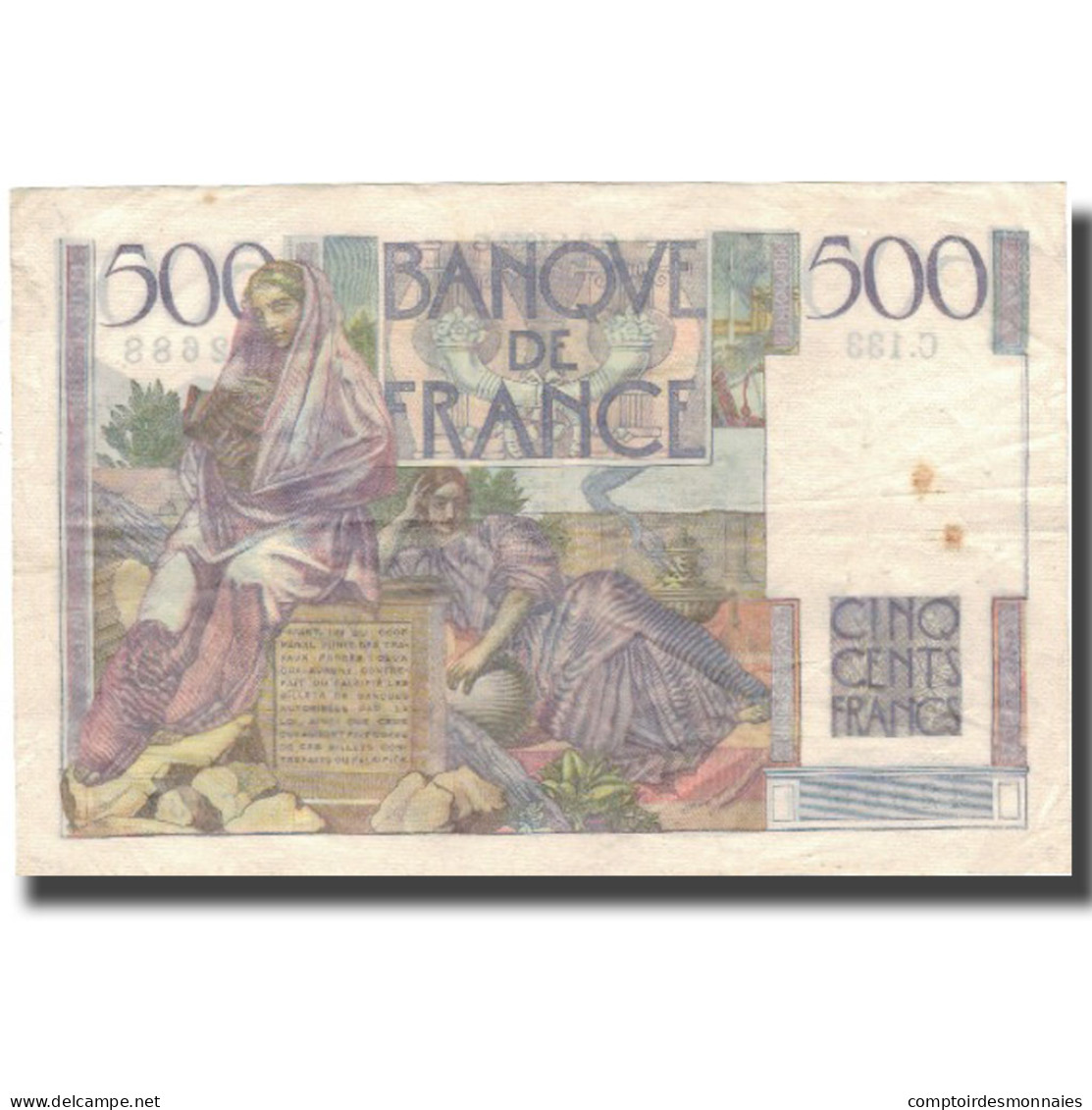 France, 500 Francs, Chateaubriand, 1953, 1953-01-02, TTB, Fayette:34.11, KM:129c - 500 F 1945-1953 ''Chateaubriand''