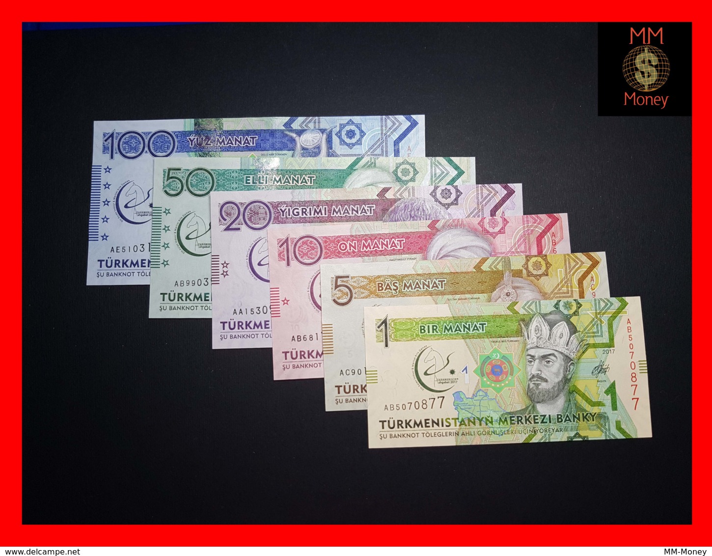 TURKMENISTAN 1-5-10-20-50-100 Manat   2017  P. 36 To 41 Set  *commemorative*   UNC - Turkménistan