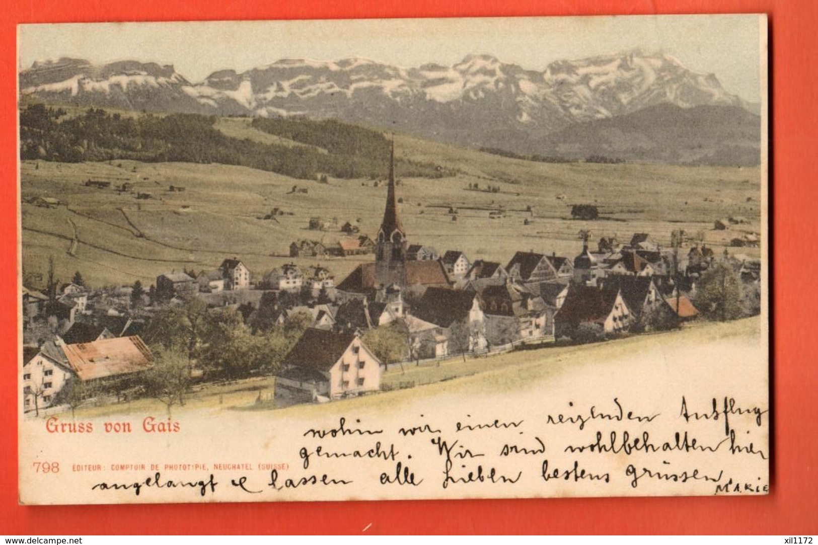 IKA-23 Gruss Von Gais . Phototypie 798  Pionier Gelaufen  1902 - Gais