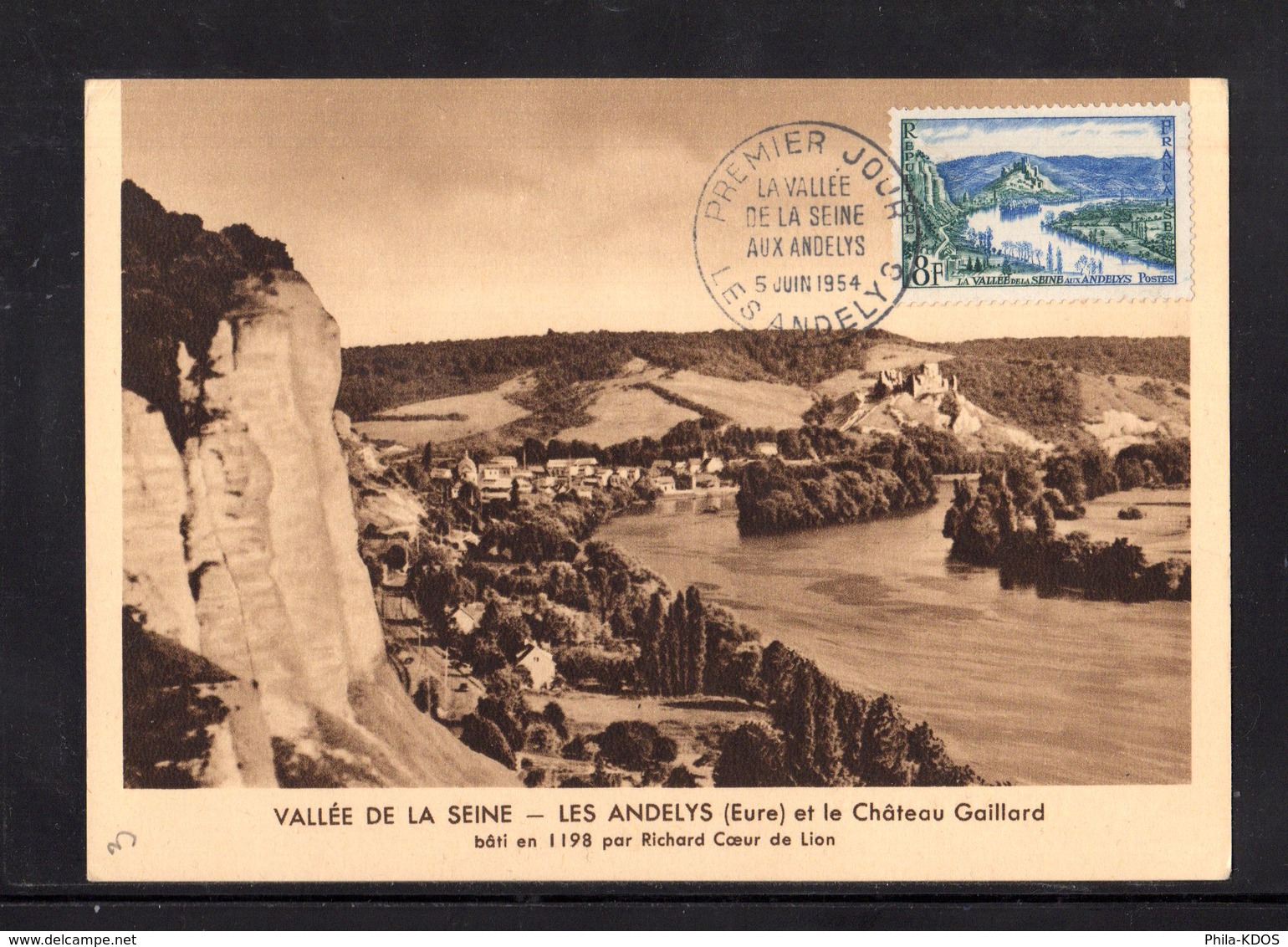 " LA VALLEE DE LA SEINE / CHATEAU GAILLARD " Sur Carte Maximum De 1954. N° YT 977 Voir Les 2 Scans Parfait état CM - 1950-1959