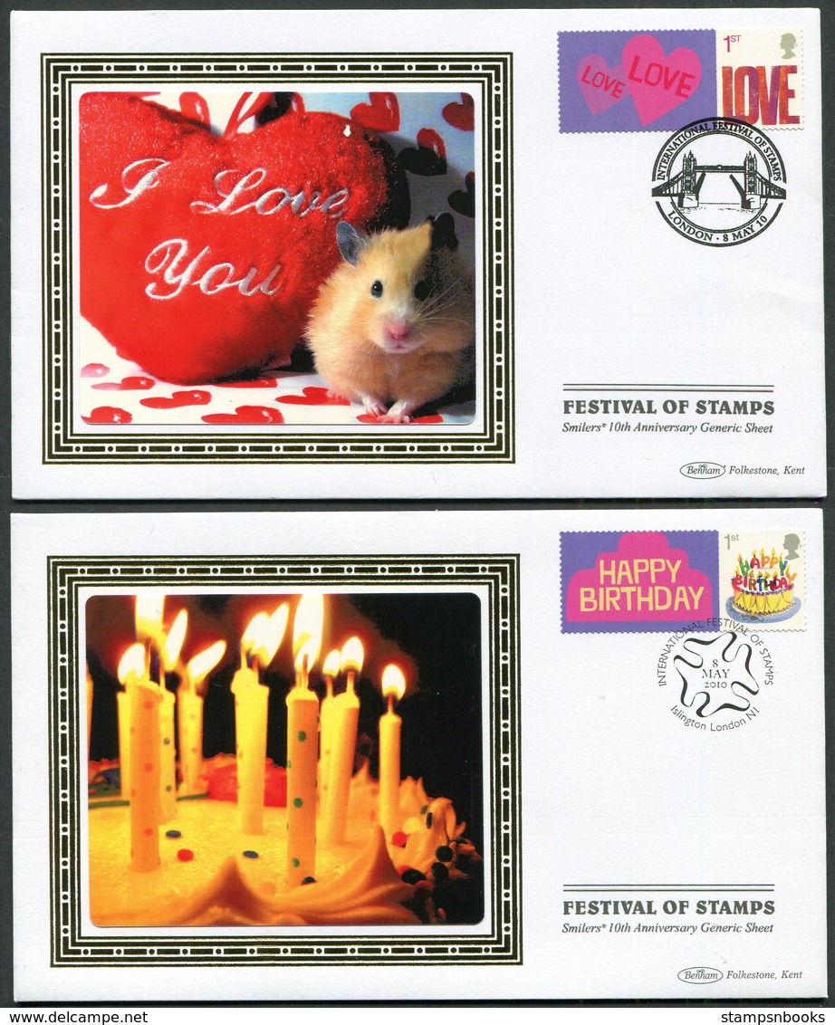 2010 GB Festival Of Stamps, Smilers Sheet, Set Of 10, Keep Smiling First Day Covers. - 2001-2010 Em. Décimales