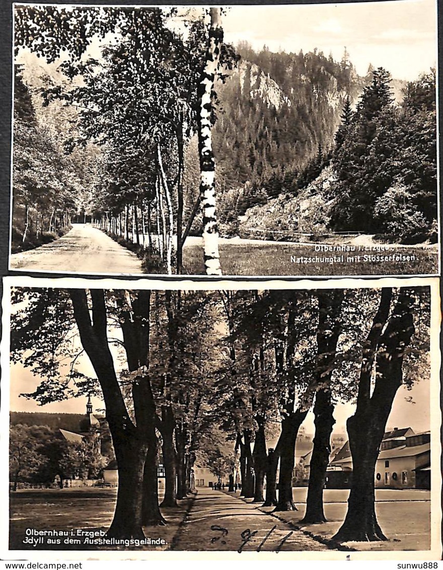 Olbernhau I. Erzgeb. - Lot Of 2 Postcards (Echte Photographie Franz Landgraf + 1 Teco) - Oberholzhau (Erzgeb.)