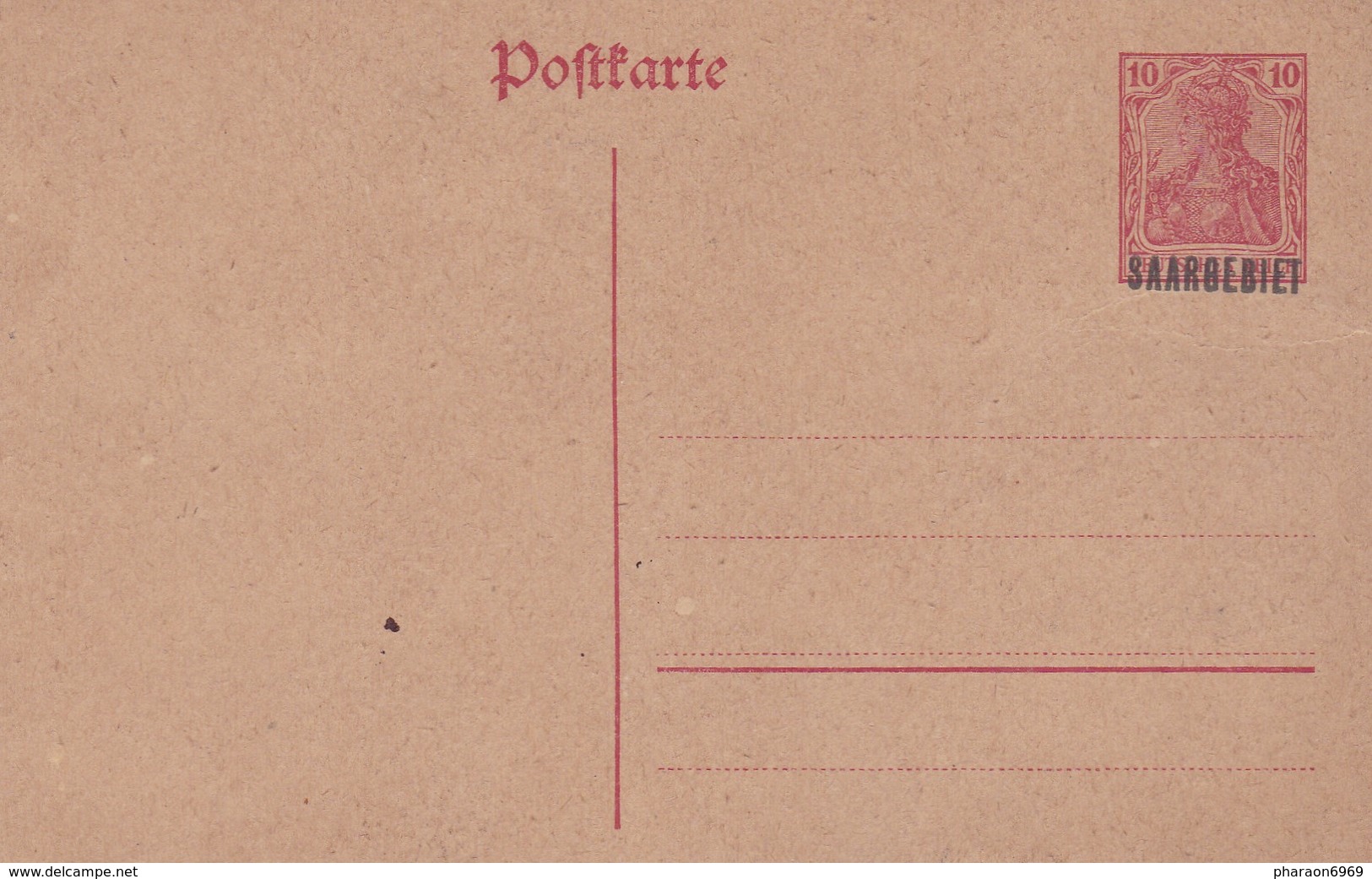 Entier Postal Postkarte Saarbebiet - Ganzsachen