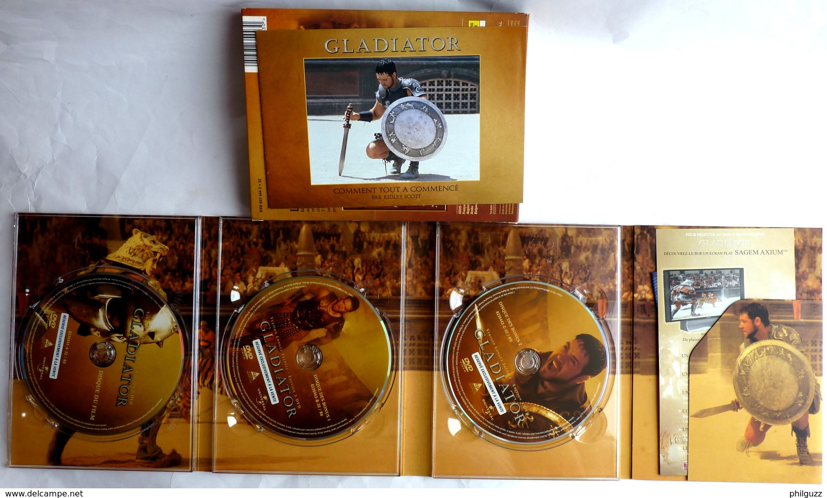 COFFRET 3 DVD ET MINI LIVRET GLADIATOR Version Longue - Geschichte