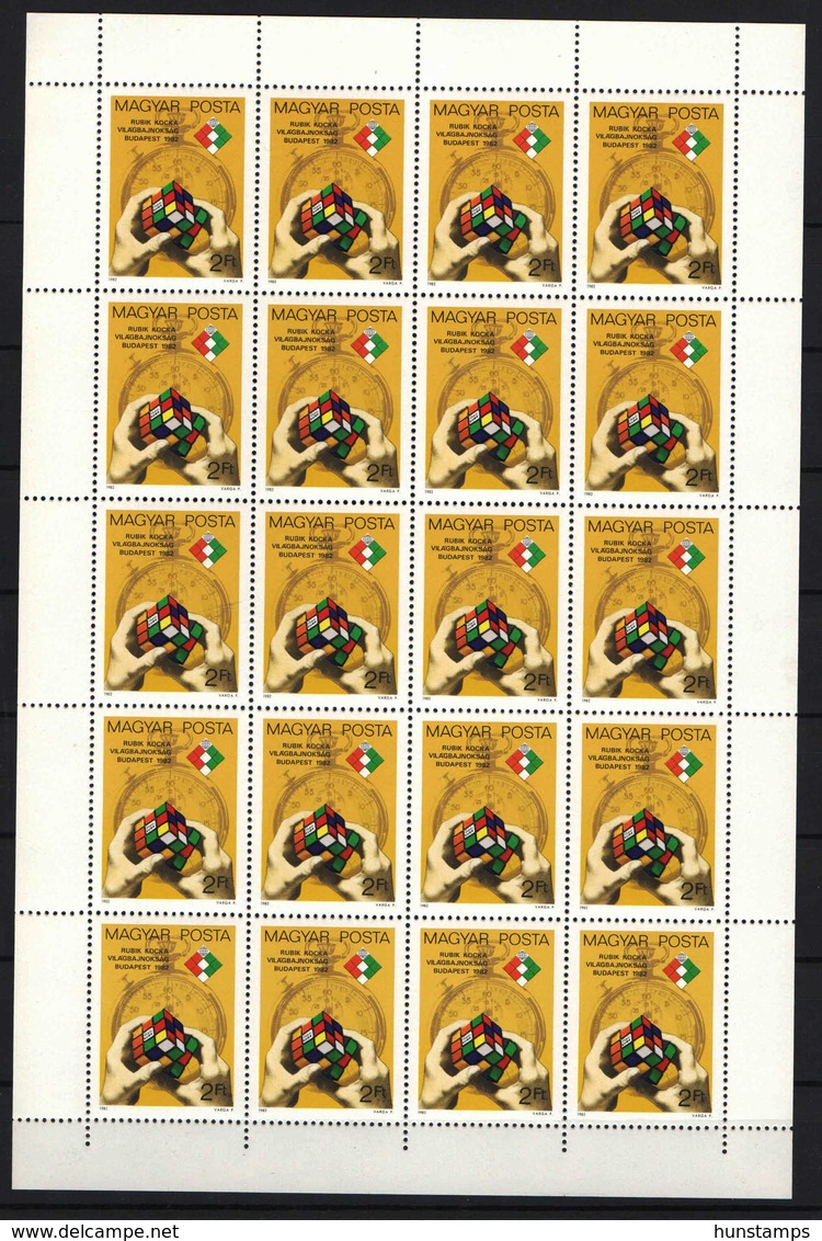 Hungary 1982. Rubik Cube Stamp On FULL Sheet ! Rare Item! MNH (**) Michel: 3565 - Feuilles Complètes Et Multiples