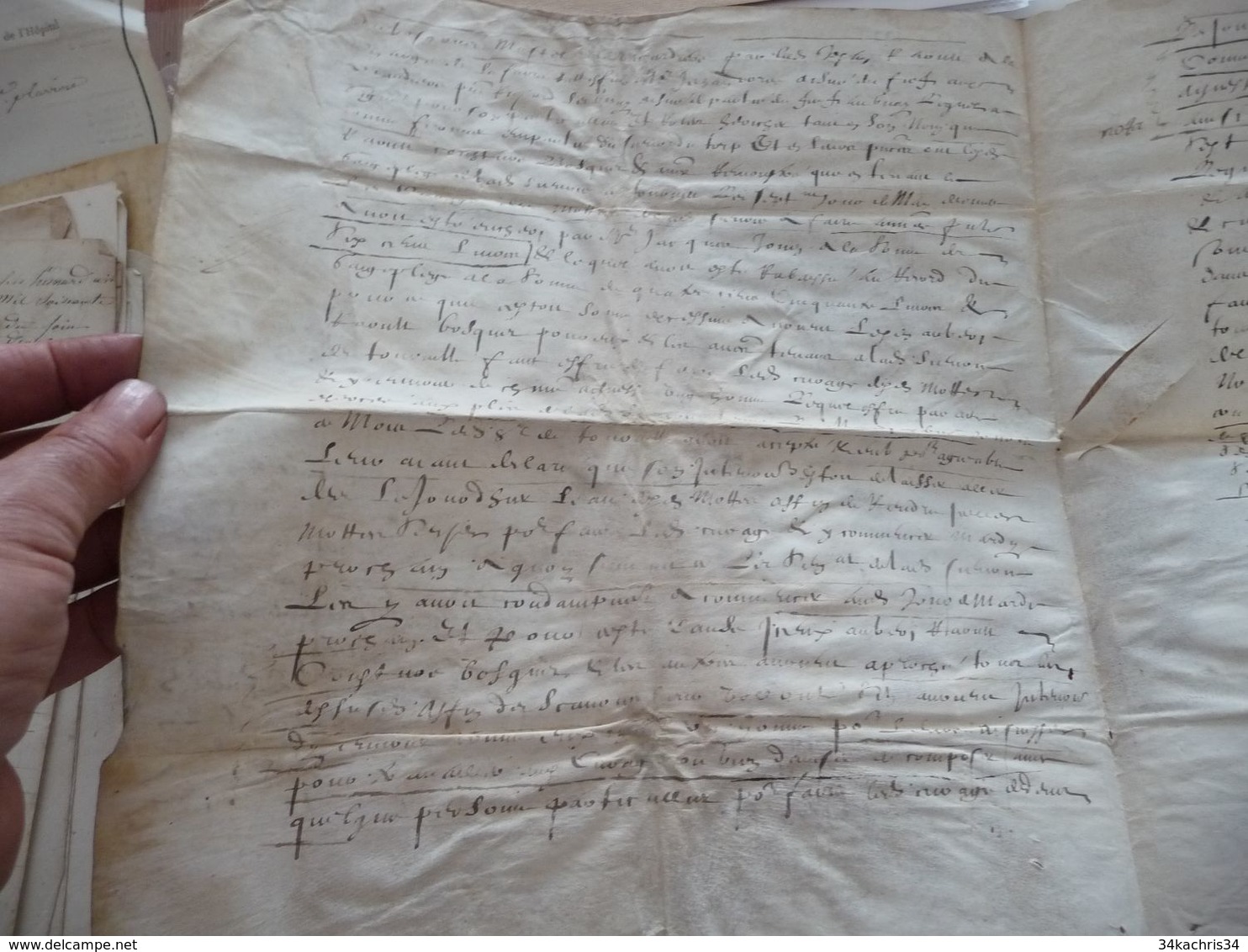 Grand Parchemin Signée 1613 Adjudication Du Cuvage Des Postes Et Répartition De Motthis Mothin - Manuscripten